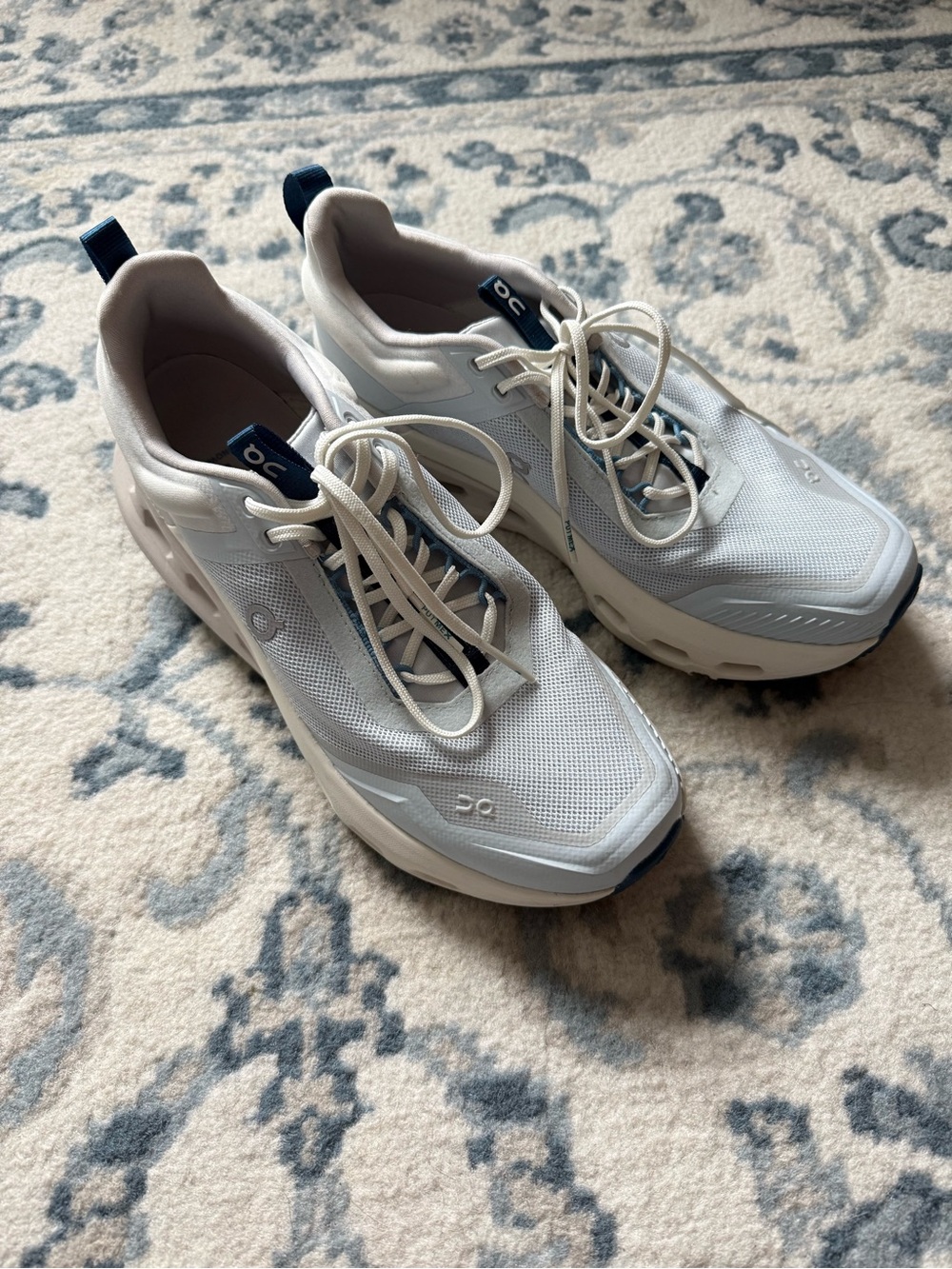 On Running White and Navy Women's Athletic Shoes